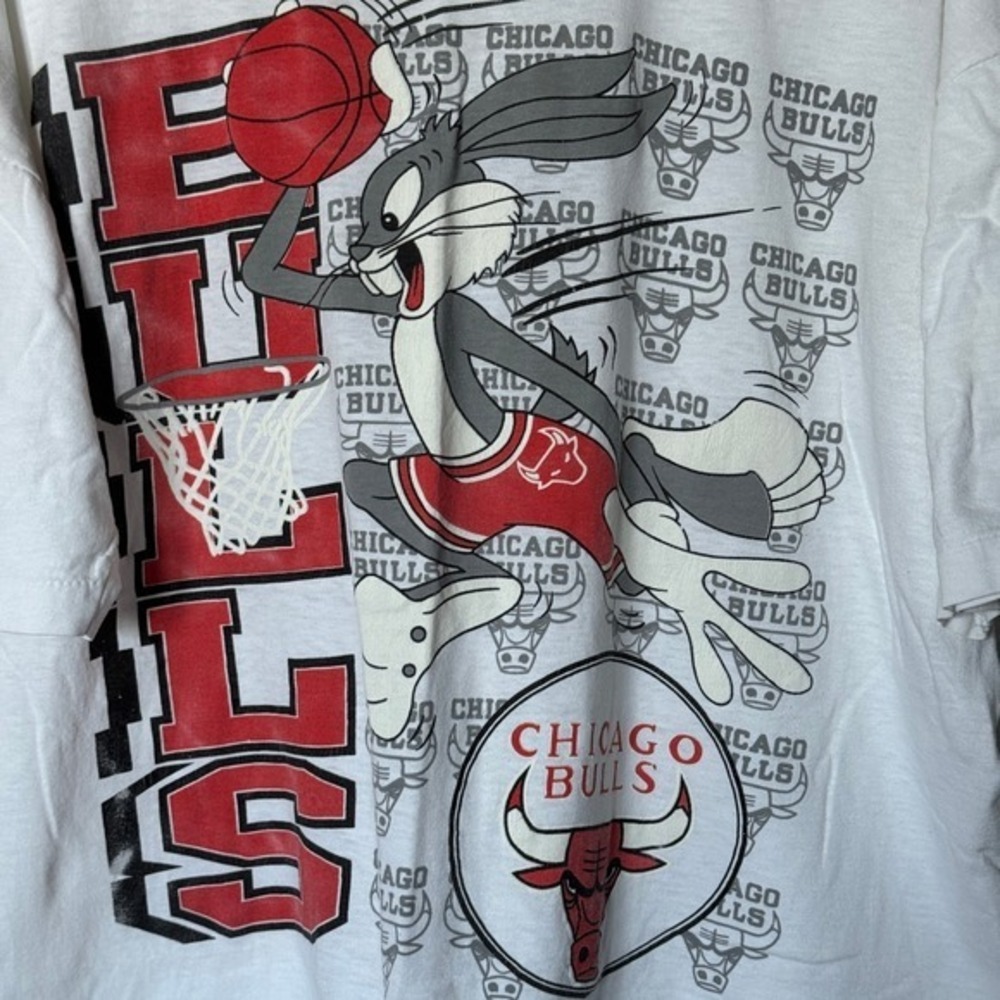 Vintage Chicago‎ Bulls Bugs Bunny Single Stitch Graphic T-Shirt White NBA 90s